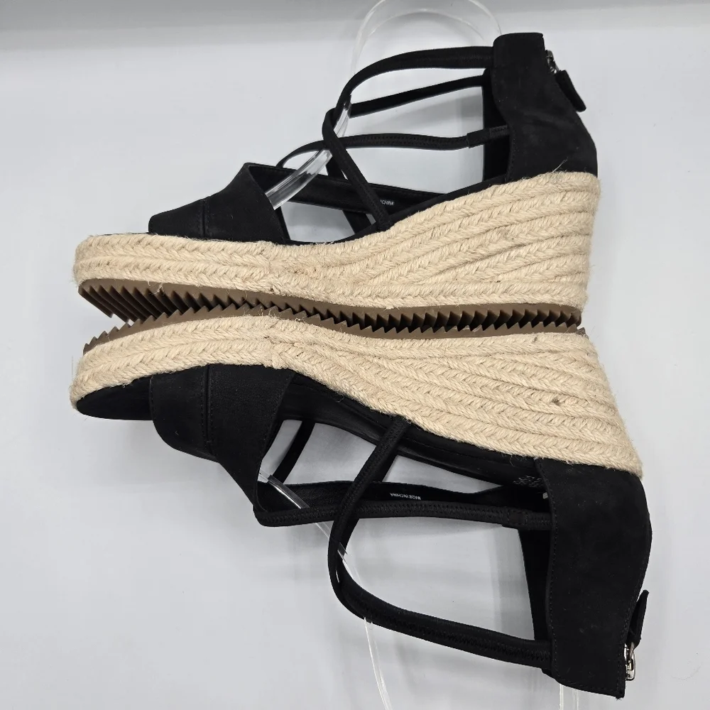 EILEEN FISHER Wanda Tumbled Nubuck Leather Espadrille Wedge Zip Back SAndal